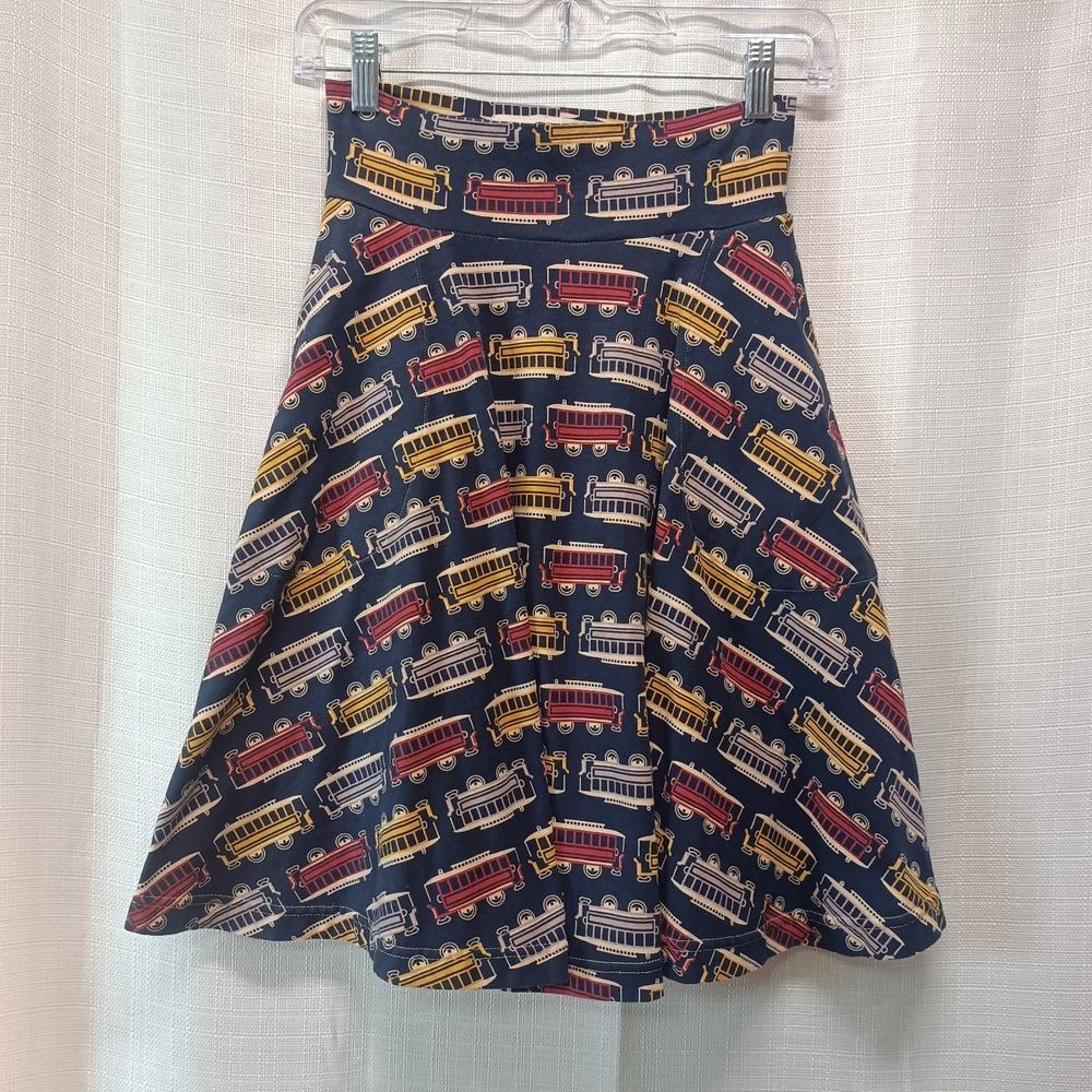 Effie's Heart 7‎ Year Carnaby Skirt Trolley Car Print Pockets Women's XS
